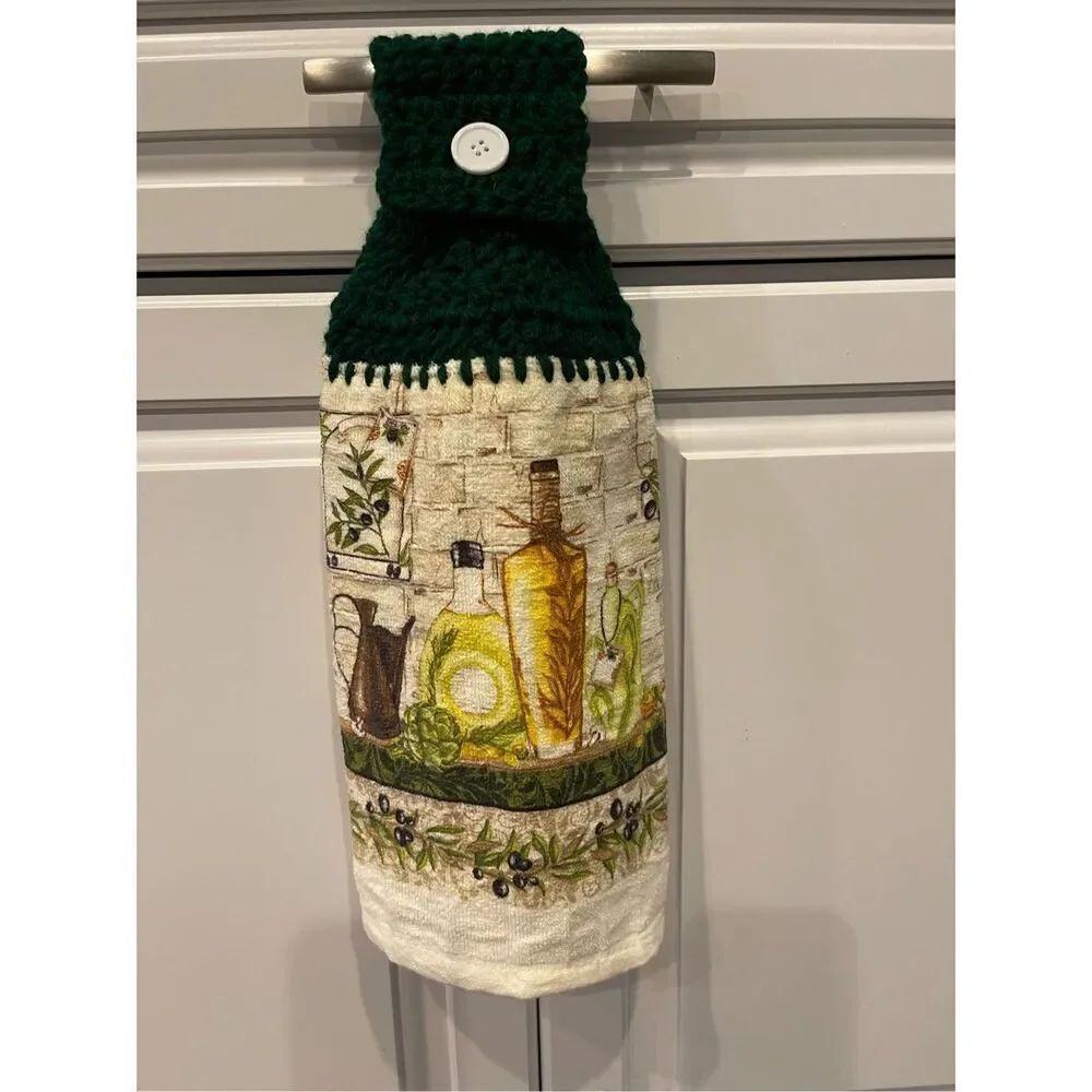 Crochet Top Kitchen Towel-olive Oil